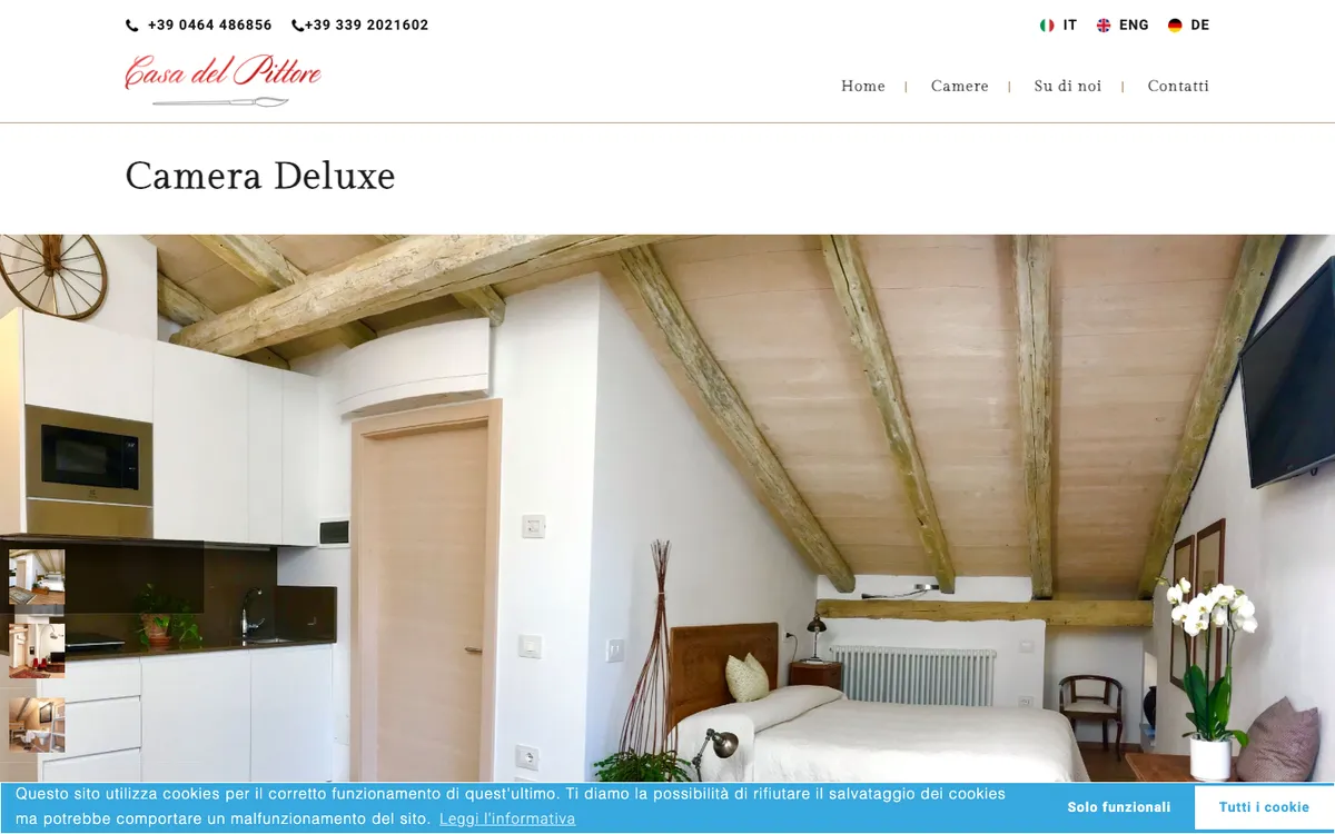 La Camera Deluxe nel vecchio sito: titolo e slider di foto a tutta larghezza
