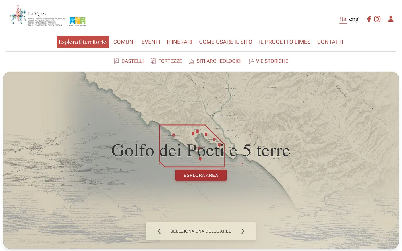 La piattaforma LIMES: mappa del Golfo dei Poeti e delle Cinque Terre